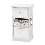 Baxton Studio Hayden Modern and Contemporary White Finished Wood 2-Drawer Storage Unit with Basket